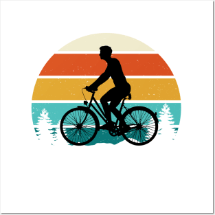 Cyclist vintage retro sunset style Posters and Art